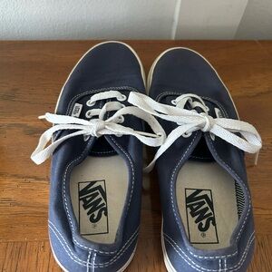Vans Dark Blue Canvas Shoes with White Accents
